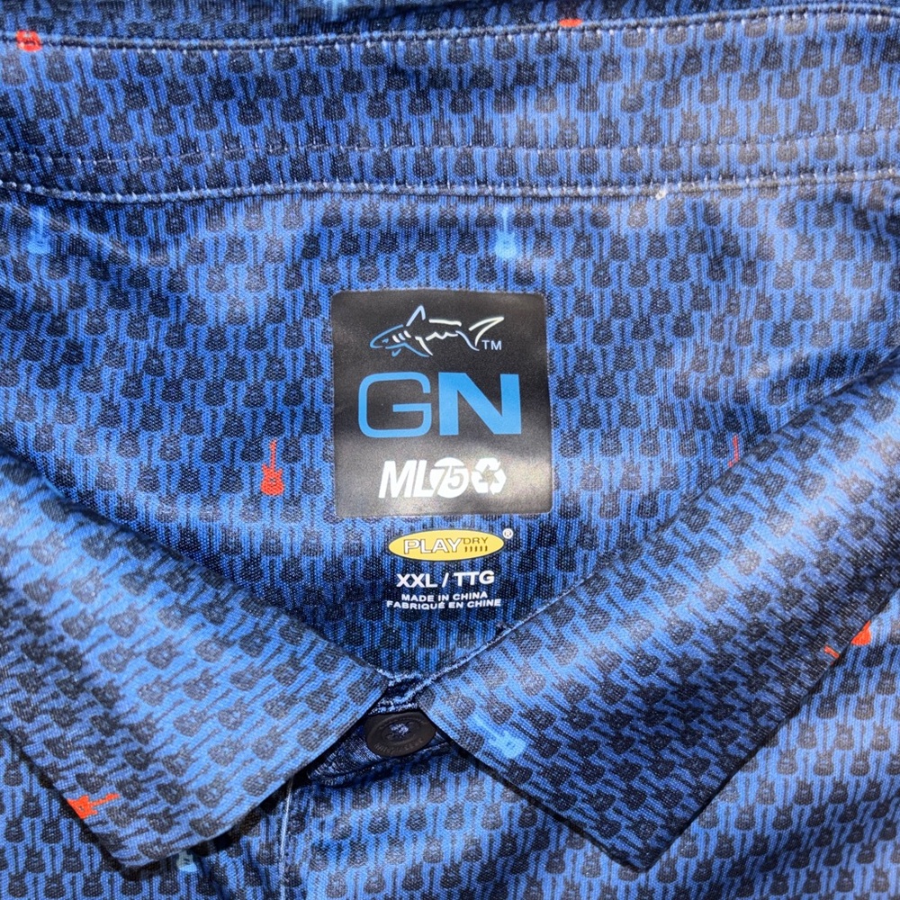 Men’s Navy Blue Patterned Shirt - Picture 2 of 7